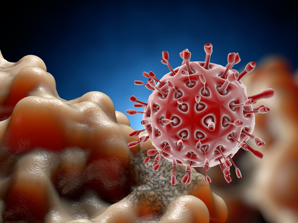 Vírus. Bactérias. Vírus no organismo infectado, epidemia de doenças virais. Renderização 3d
 - Foto, Imagem