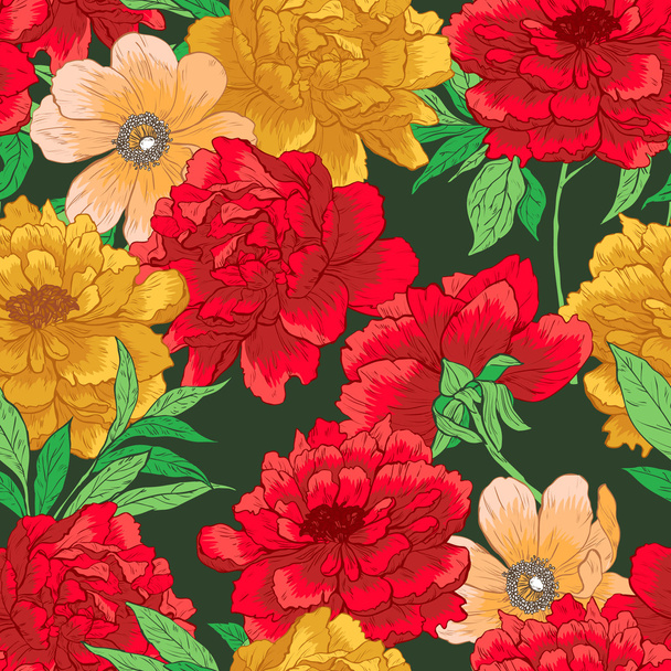 Floral pattern with flowers. - Vector, Imagen