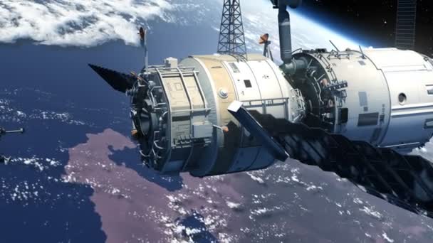 Διαστημόπλοιο ελλιμενισμός στις διαστημικό σταθμό - Πλάνα, βίντεο