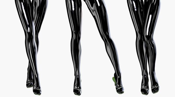 Sexy slim female legs in dark stockings. - Foto, Imagen