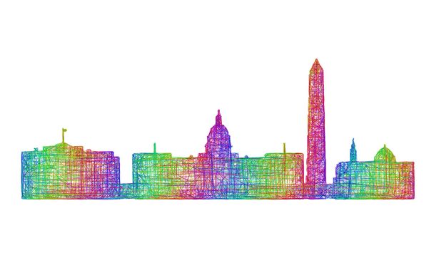 Вашингтон skyline силует - багатобарвної векторні об'єкти - Вектор, зображення