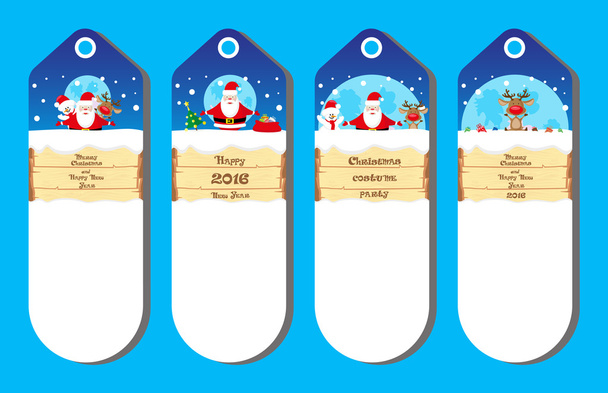 Set vectors patterns for design holidays tickets or banners or posters with Sants Claus and Snowman adn Deer - Vector, afbeelding