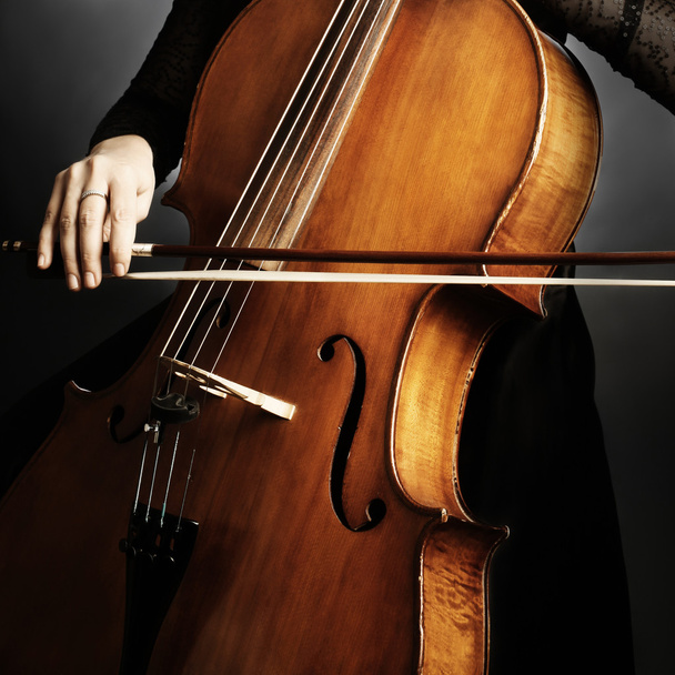 Cello player cellist playing - Φωτογραφία, εικόνα