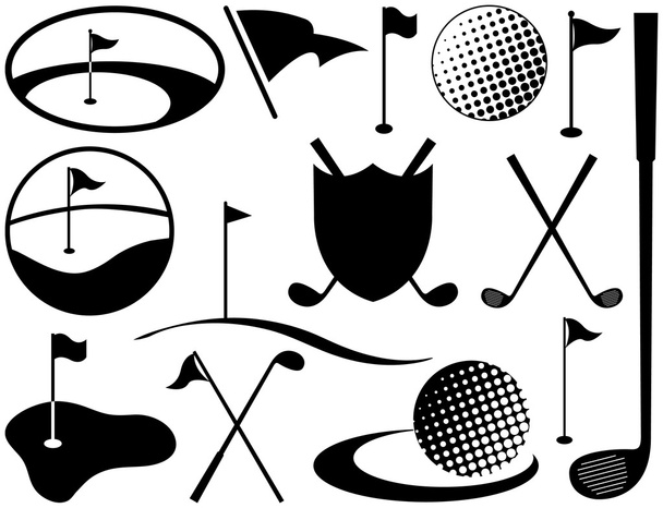 Black and White Golf Icons - Vector, Image