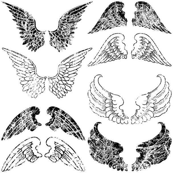 グランジ天使の翼 - ベクター画像