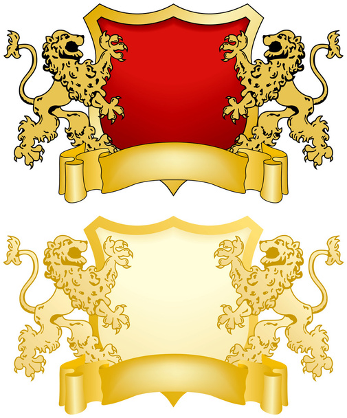 Shield and Banner with Lions - Vector, Image