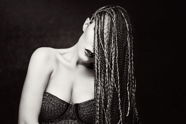 Girl with many small braids - Foto, Imagem