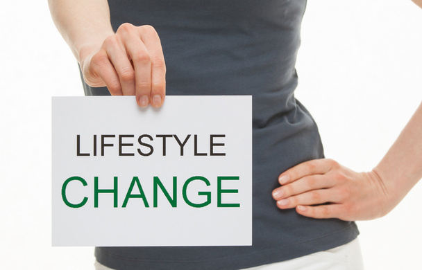 woman with Lifestyle change inscription - Foto, Imagen