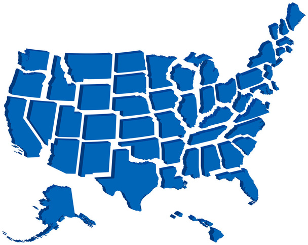 Ηνωμένες Πολιτείες 3d χάρτη - Διάνυσμα, εικόνα
