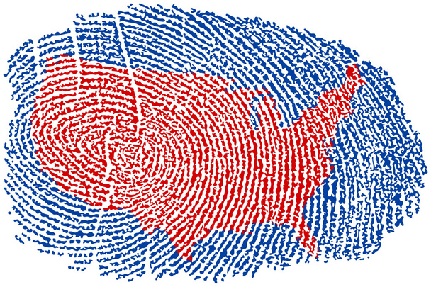 Egyesült Államok megjelenítése belül egy ujjlenyomat - Vektor, kép