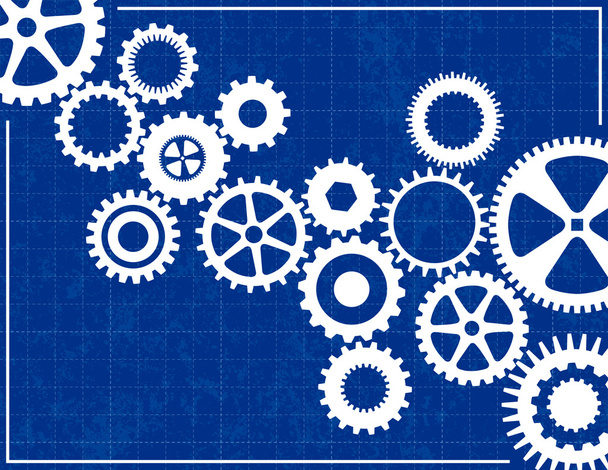 Blueprint Background with cogs - Vector, Image