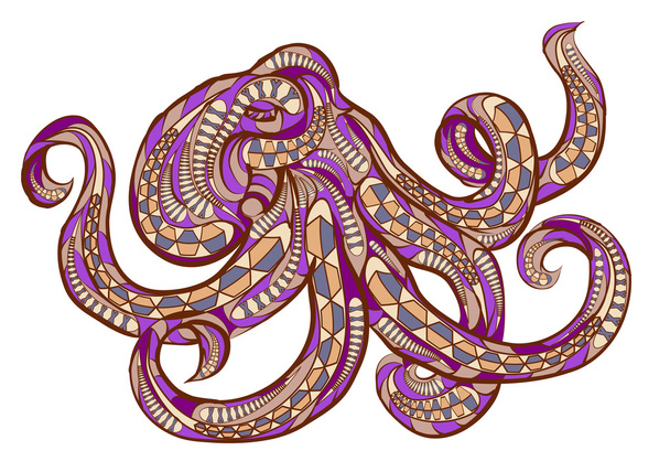 ethnic octopus  isolated - Vetor, Imagem