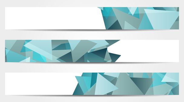 Colección de 3 banderas coloridas abstractas aisladas con triángulo
 - Vector, imagen