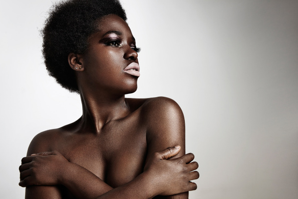 black woman with metallic eyeshadows - Photo, Image