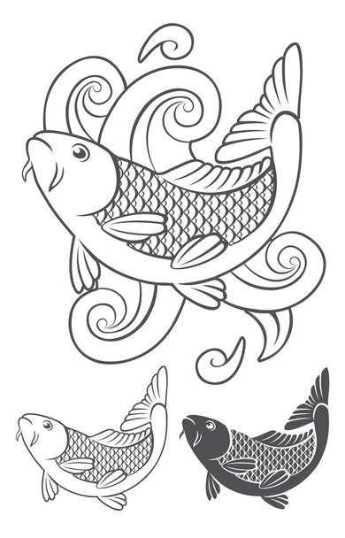pesce carpa koi - Vettoriali, immagini