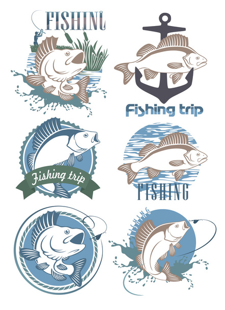 icons fish perch - Διάνυσμα, εικόνα