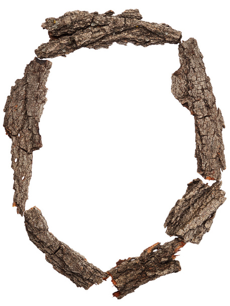 Alphabet from bark tree. Letter O - Foto, afbeelding