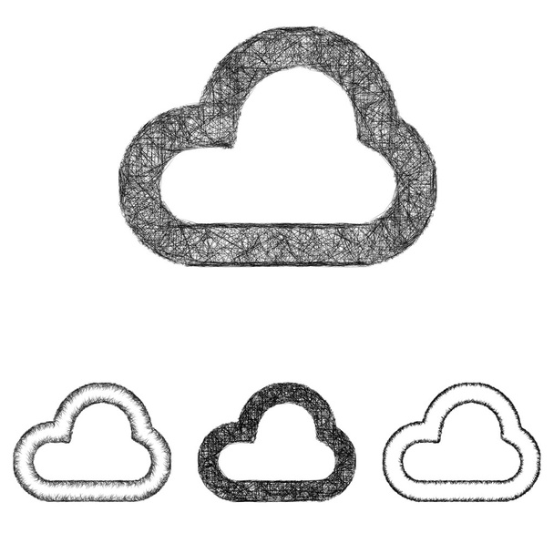 Icon set cloud - Hat sanatı kroki - Vektör, Görsel
