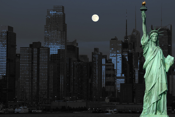 New York ville paysage urbain skyline avec statue de la liberté
 - Photo, image