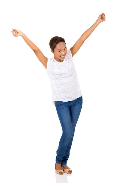 afro american woman with arms up - Zdjęcie, obraz