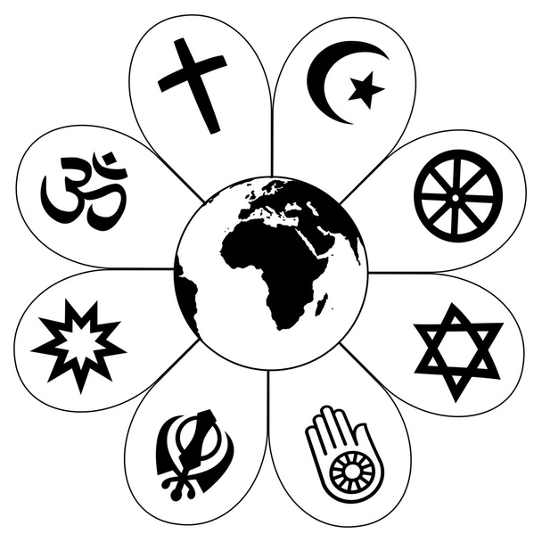 Κόσμο θρησκείες πλανήτη γη λουλούδι εικονίδιο - Διάνυσμα, εικόνα