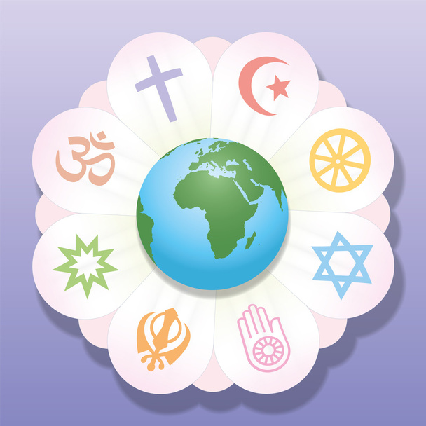 Náboženství Spojené svět květin mír symboly - Vektor, obrázek