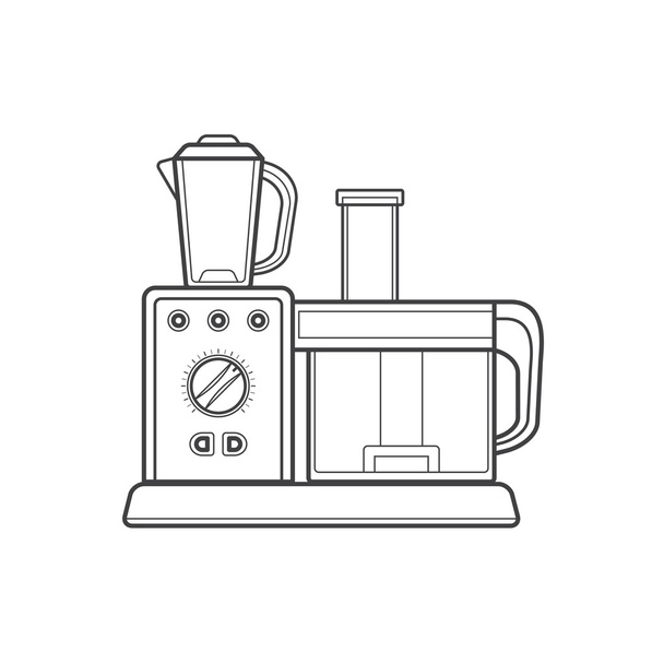 outline kitchen food processor illustratio - Vetor, Imagem