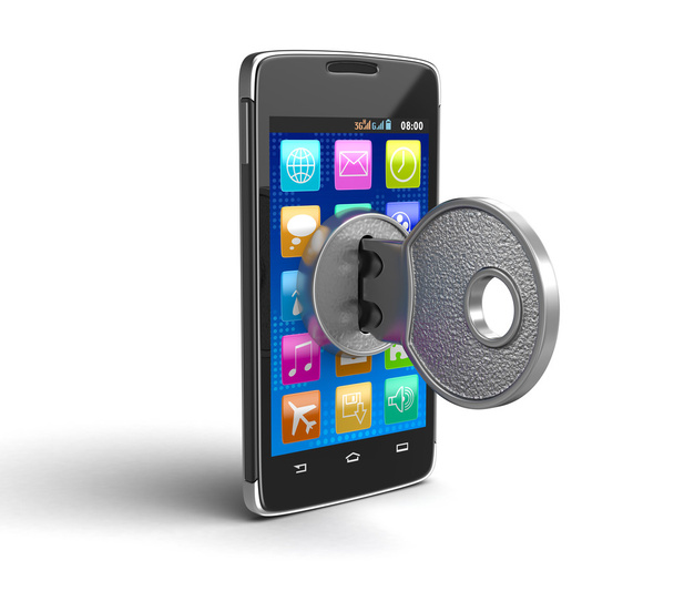 Touchscreen-Smartphone mit Sperre (Clipping-Pfad inklusive)) - Foto, Bild
