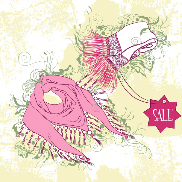 Decorative fashion illustration of women's scarves - Vector, Image