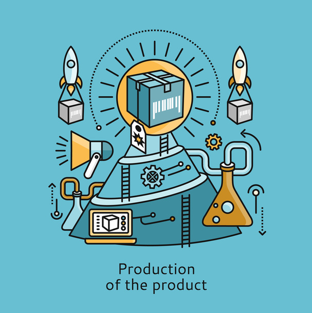 Production of Product Icon Flat Design Concept - Vector, Image