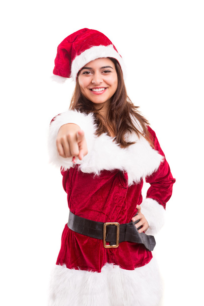 Femme habillée en costume de Noël
 - Photo, image