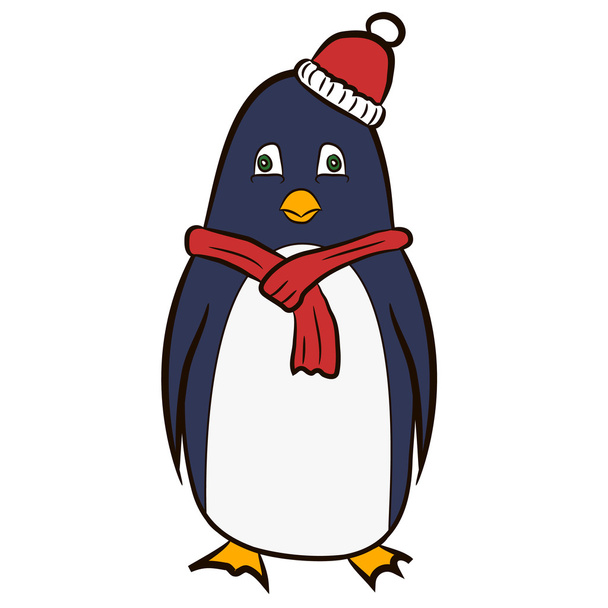 Penguin in hat - Vetor, Imagem