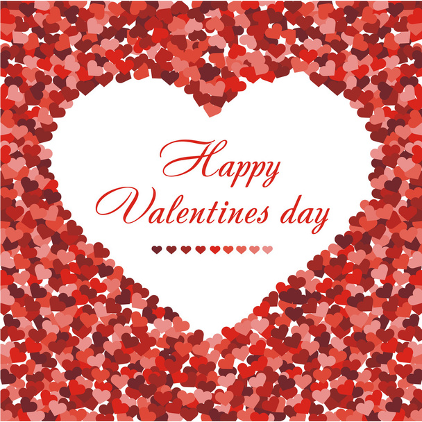 Red hearts confetti on white background - Vector, Imagen