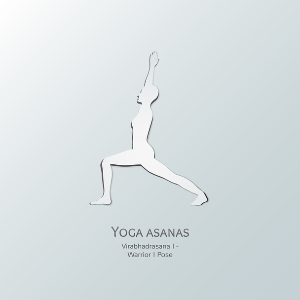 Yoga asanas. Virabhadrasana one - Vecteur, image