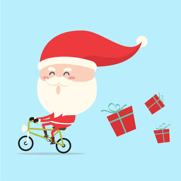 santa claus riding bike - Vector, Image