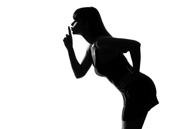 Stylish silhouette woman portrait husing silence - Fotografie, Obrázek