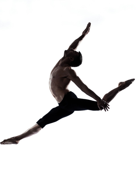 Man modern ballet dancer dancing gymnastic acrobatic jumping - Fotografie, Obrázek