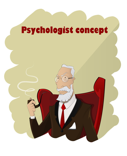 Retrato de psicólogo profesional de dibujos animados de ancianos practicado
 - Vector, imagen