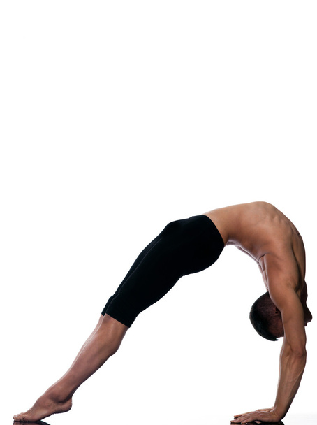 Man sarvangasana setu bandha bridge pose yoga - Fotó, kép