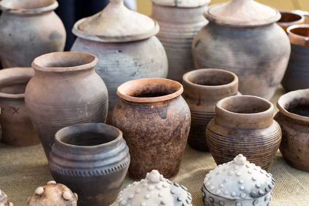 handmade ceramic pottery in a roadside market - Photo, Image