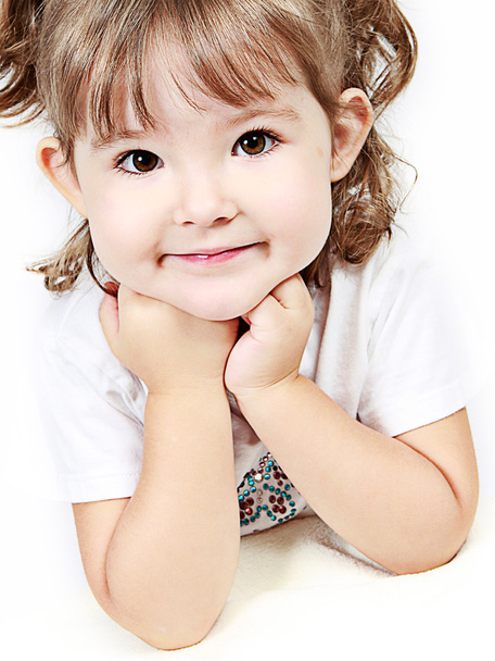 Adorable little girl isolated on white background - Фото, зображення