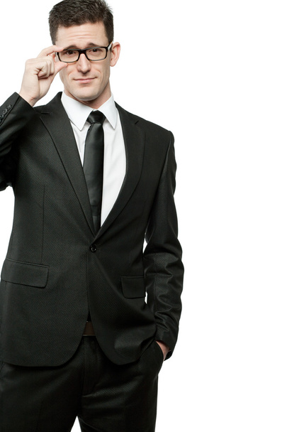 Business man in white shirt and black suit. - 写真・画像