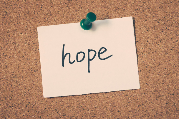 hope note pinned on the bulletin board - Photo, Image