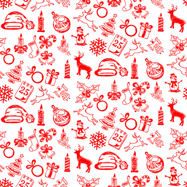 Бесшовный рождественский фон с красными элементами
 - Вектор,изображение