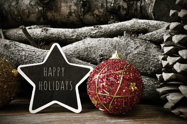 star-shaped chalkboard with the text happy holidays - Zdjęcie, obraz