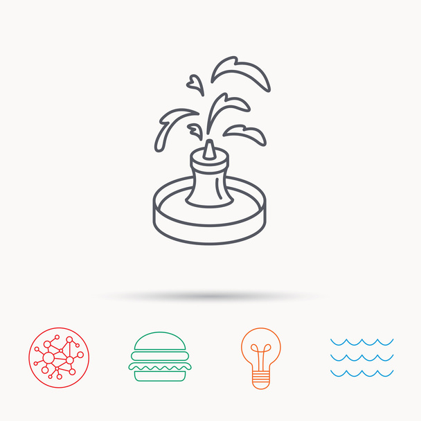 Fountain icon. Water in park sign. - Vector, Imagen