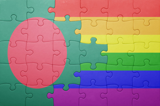 puzzle with the national flag of bangladesh and gay flag - Photo, Image