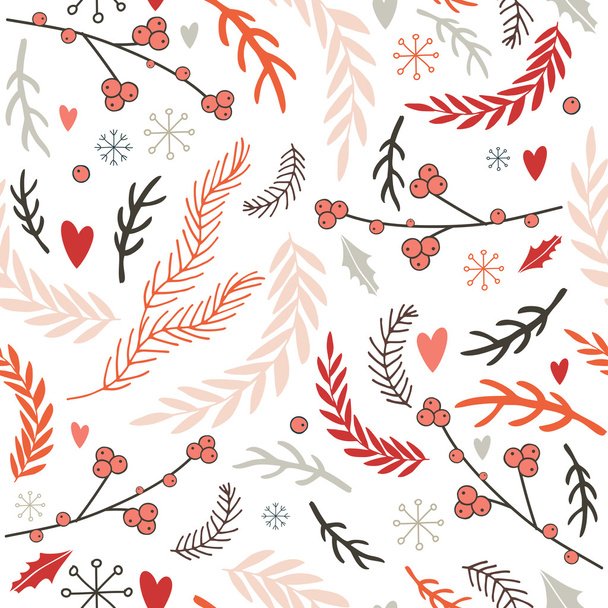 Hand drawn seamless background pattern Winter Christmas New Year style - Vector, imagen