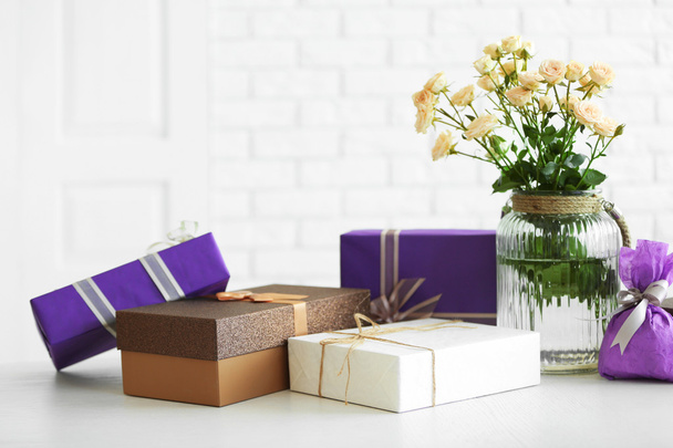 gift boxes and flowers - Photo, Image