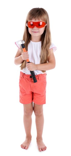 Little girl with toy tools  - Photo, Image